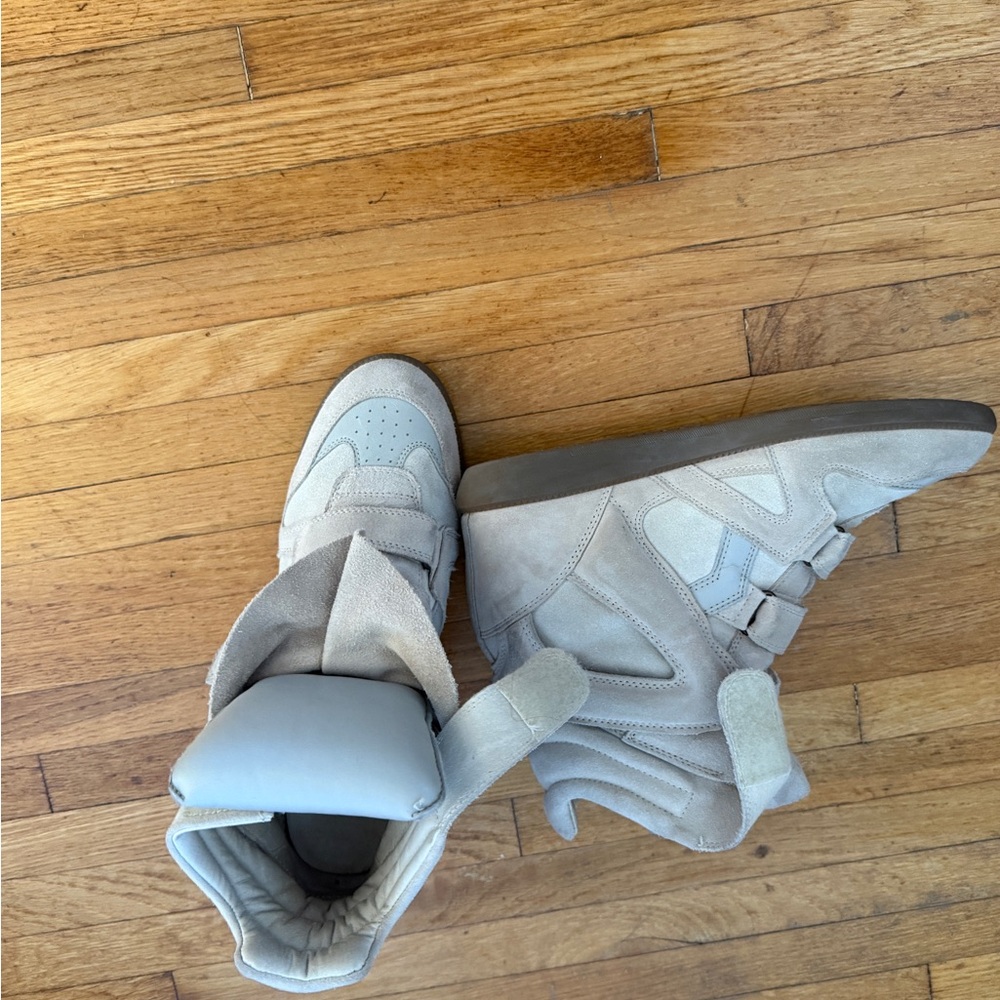 ISABEL MARANT Wedge Sneaker Boots in Light Beige Suede - Picture 2 of 5